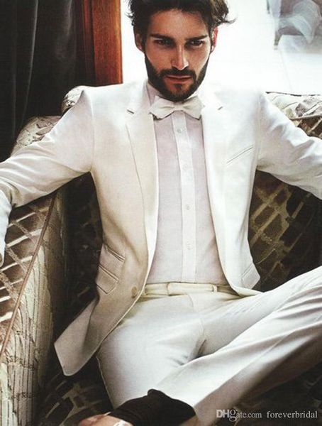 

classic white bridegroom wedding suits lapel slim fitted business men tuxedos custom made formal evening mens clothing (jacket+pants+bowtie), Black;gray