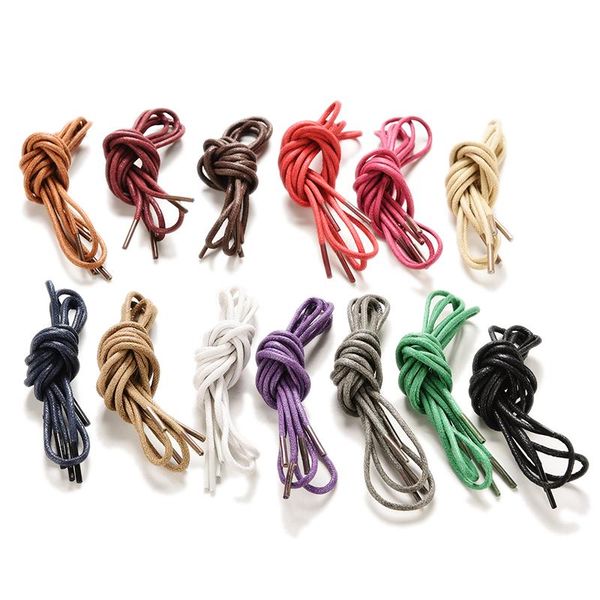 

1pair waxed coloured shoelaces for leather shoes laces round strings martin boots sport shoes cord ropes 75cm, White;pink