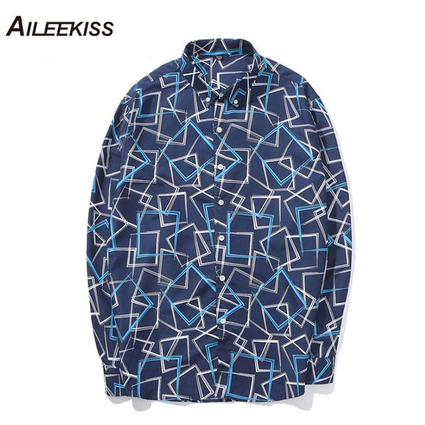 

aileekiss 2018 fashion mens shirt long sleeve fashion shirts slim fit men casual male shirt printed striped shirts xt775, White;black