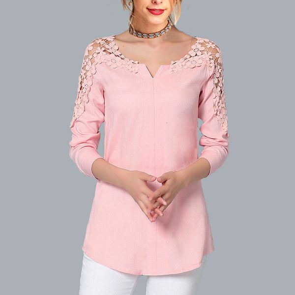 

woman blouse woman summer lace chiffon blouse women long sleeve v neck casual elegant office ladies blouses blusa mujer, White