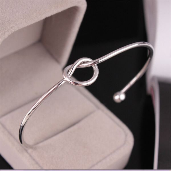 

bangle fashion knot heart bangles knotted wire bracelet for women adjustable, Black