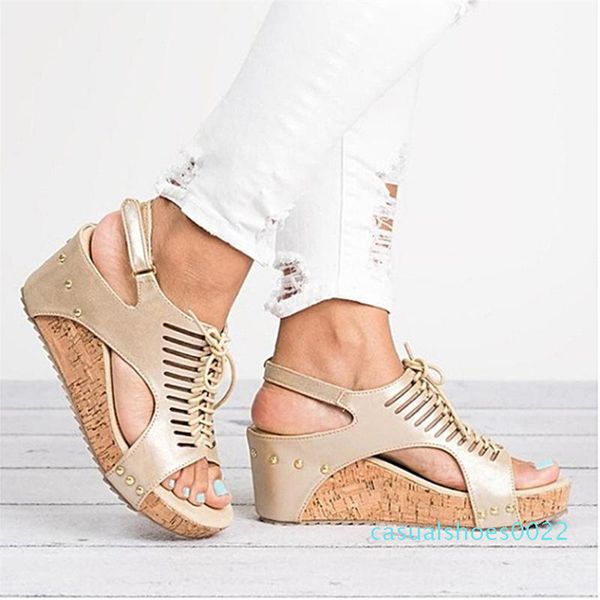 

women sandals platform sandals wedges shoes women heels gladiator sandalias mujer summer shoes peep toe wedge heels c22, Black