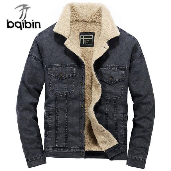 

jacket men casual denim jackets streetwear coat male outerwear autumn winter overcoat men's fashion hiphop wool thick warm coats, Black