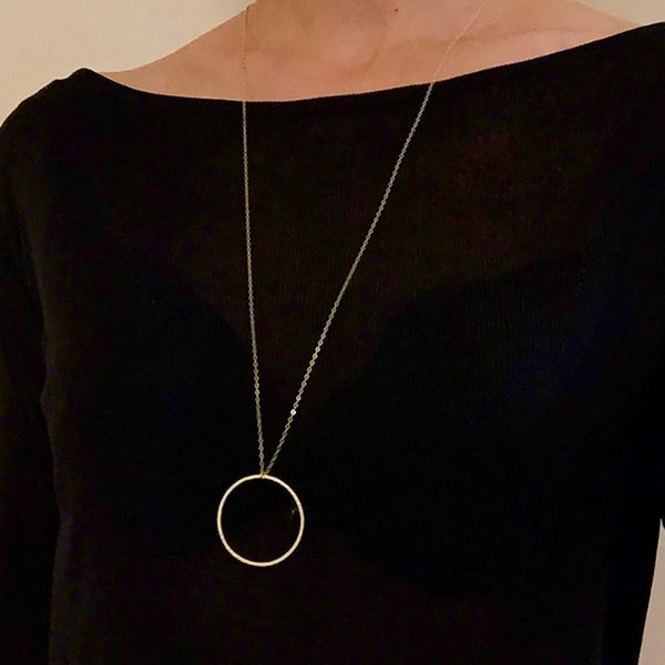 

statement necklace circle pendant necklace long jewelry xl153, Silver