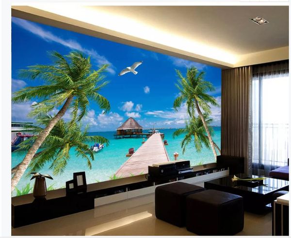 

custom any size p beach wallpapers island wall 3d murals wallpaper for living room