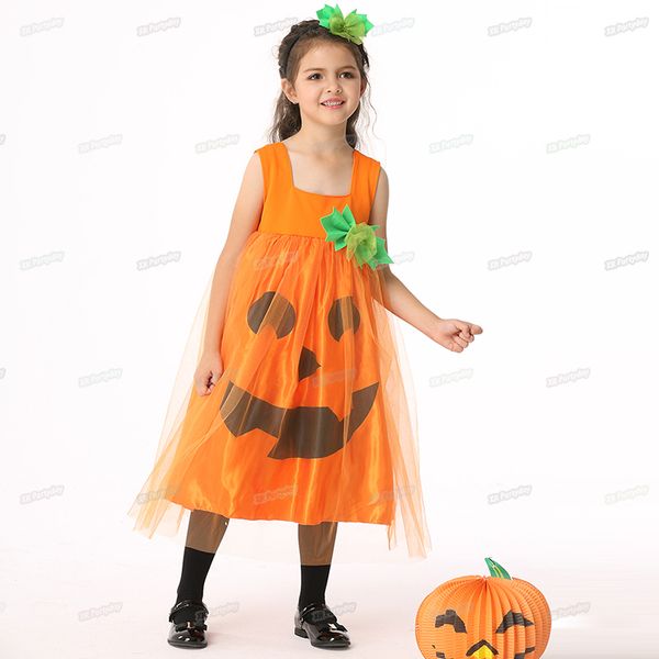 

pumpkin cosplay costume set for girl children stage performance costumes party dress decoration halloween christmas, Black;red