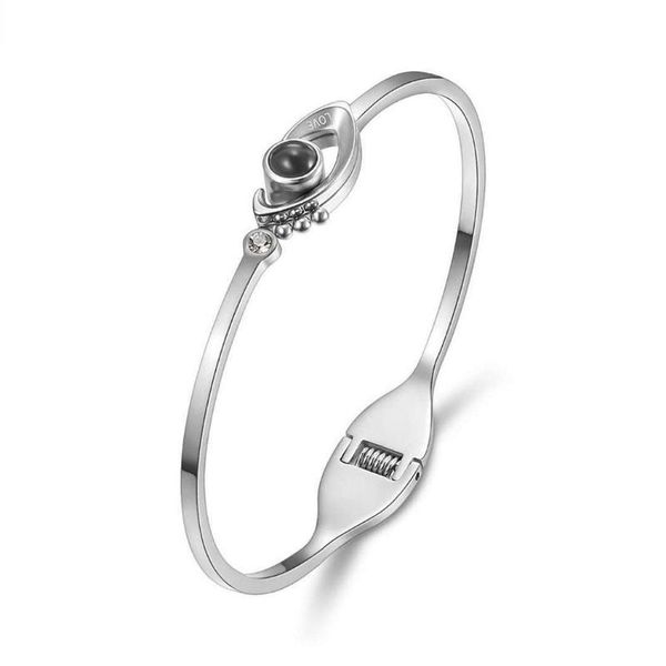 

women casual geometric shape rhinestone projection 1.3cm/0.5inch open cuff 100 bracelet 5.7cm/2.2inch, White