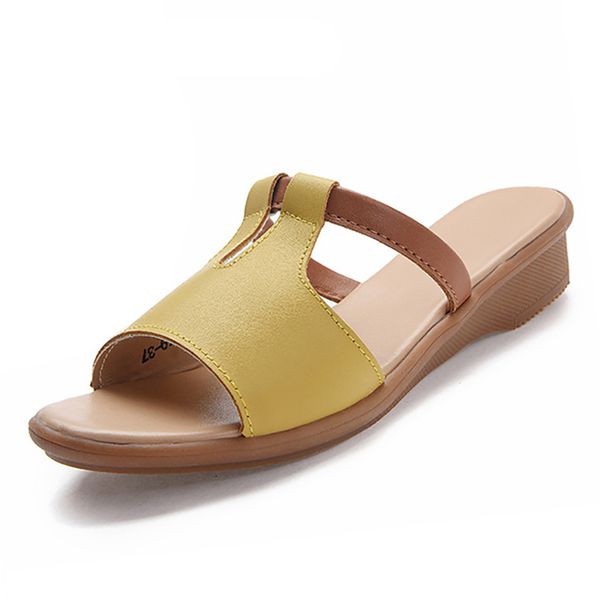 

summer casual women flat sandals indoor and outdoor woman ladies shoes bohemia genuine beach flip flops leather shoes, Black