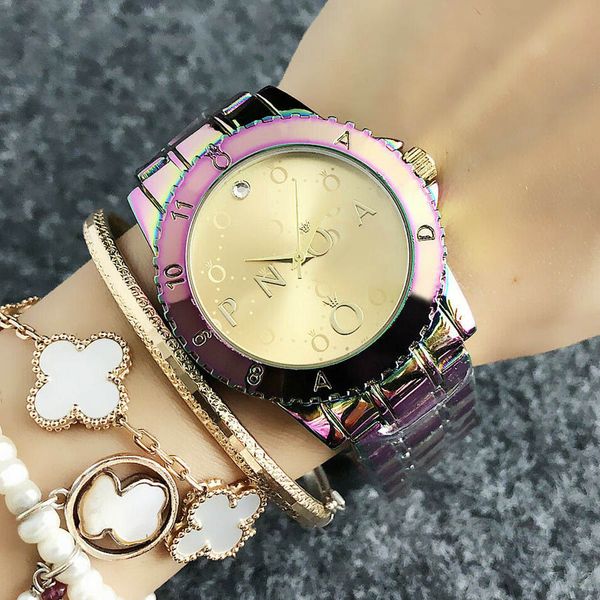 

band watches style girl colorful fashion metal wrist watch women steel quartz p62 vivnc, Slivery;brown