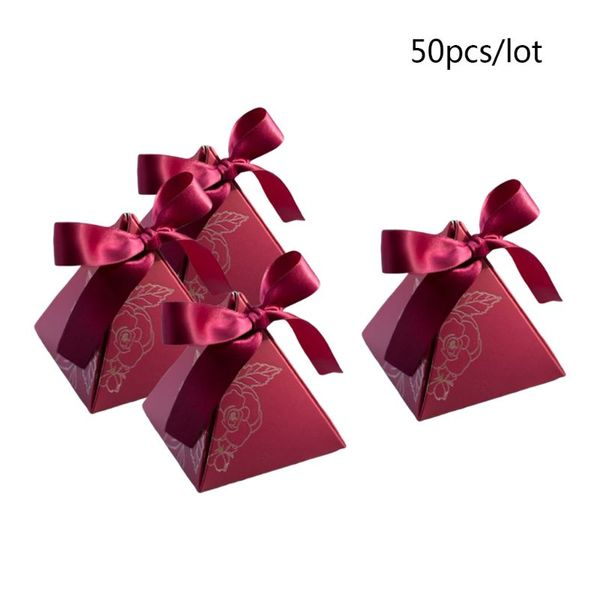

triangular pyramid gift box wedding favor gift candy boxes guests 50pcs/lot blue