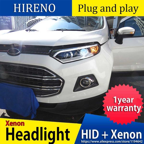 

car styling case for ecosport 2013-2015 headlights led headlight drl led lens headlamps hid xenon turnlight running light