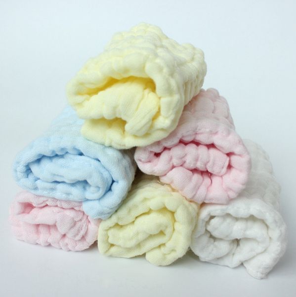 

baby burp cloths 100% cotton muslin square towel 6 layers newborn face towels solid organza handkerchief baby feeding cloth 4 colors dhw2258