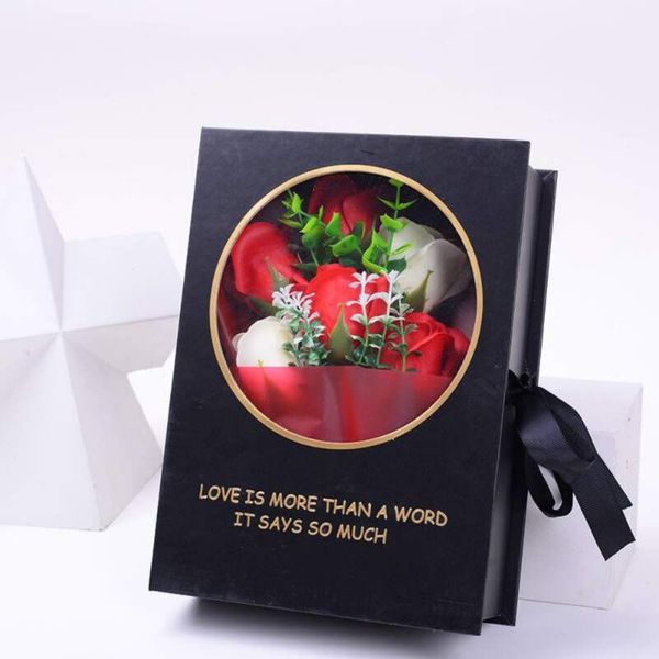 

artificial soap rose flowers with gift box multicolor rose bouquet gift box for mother's day birthday valentine's day