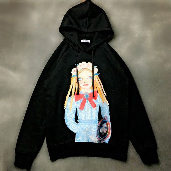

mens designer hoodies givh14 new fashion brand luxury cartoon girl printed flannel hat guard, Black