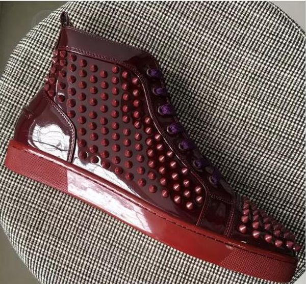 

2018 нового high top шипованных шипы повседневных квартиры red bottom дорогой обувь 2016 новые для мужчин и женщин партий дизайнерских кросс, Black