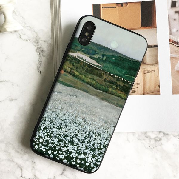 

coque luxury flower meadow art phone case for iphone 11 pro xs max xr 8 7 6s plus 5 se case soft black tpu silicone cover.