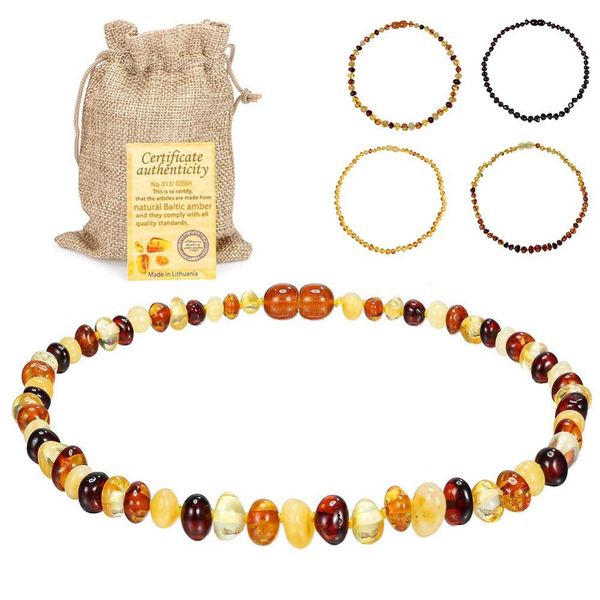 

baby kids amber necklace teething irregular amber necklace pain reduce
