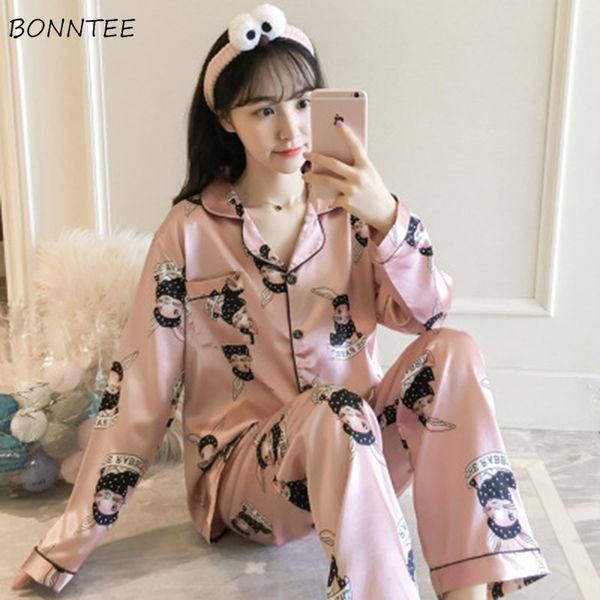 

pajama sets women turn-down collar korean simple elegant soft womens trendy single breasted homewear pockets ladies, Blue;gray