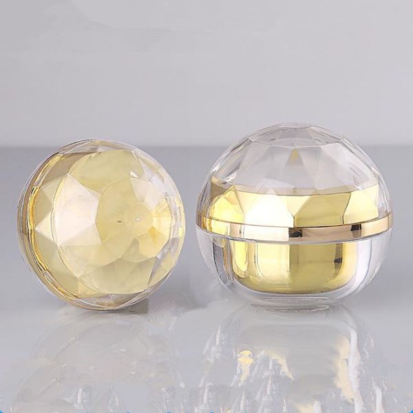 

15/30/50g luxury sphere cream container golden jar cosmetic acrylic smaple pot ball bottle face cream sample jar f3749
