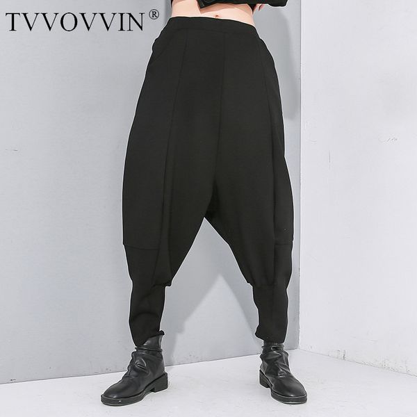 

high elastic waist black line split joint harem trousers new loose fit pants women fashion tide spring autumn 2020 1n480, Black;white