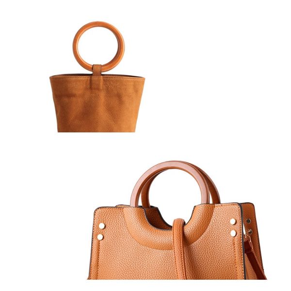 

new fashion vintage woman bag handbag crossbody clutch girl lady crossbody bags 14cm wooden handle daily use 2pcs/lot, Black