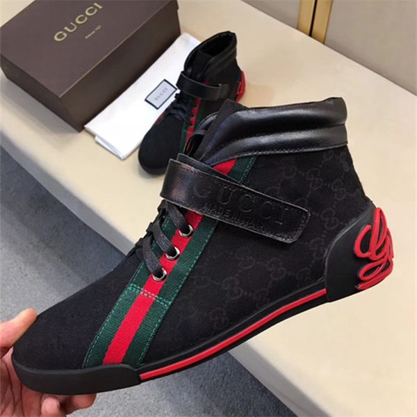 

New de igner high black white red leather nake embroidery ca ual hoe party hoe fa hion g luxuriou neaker for men