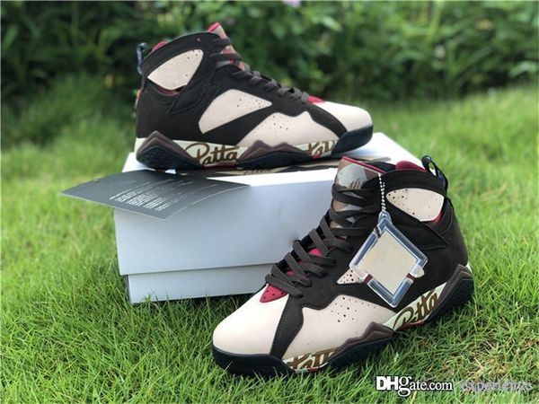 

2019 new authentic patta x air 7 og sp shimmer retro tough red mahogany mink velvet brown at3375-200 men basketball shoes sports sneakers