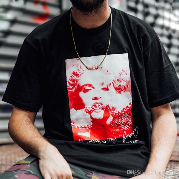 

18fw box logo мадонна tee tops цвет luxury street скейтборд мода короткими рукавами повседневный открытый тур футболки hflstx303, White;black
