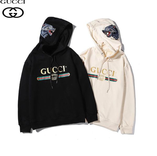 

Men women brand de igner embroidered hoodie hip hop weat hirt ca ual male hooded pullover winter wolf head 13 gucci 13