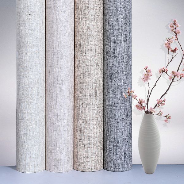 

pvc wallpapers kitchen waterproof self-adhesive wallpapers rolls simple linen wall papers home decor bedroom living room walls