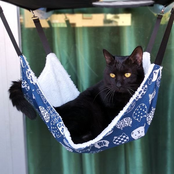 

pet supplies beds hanging cat hammock printing cat nest breathable available on both sides plus cashmere cat hammock