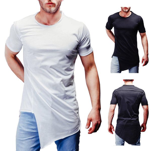 

сплошной цвет mens конструктора tshirt пуловер с коротким рукавом нерегулярное мужские tees дышащий спорт повседневный подросток одежда, White;black