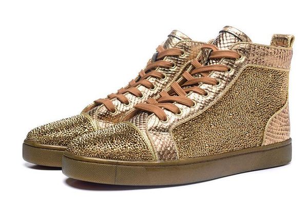 

2019 new designer bottom is red sneaker luxury shoe for mens women party wedding genuine leather casual shoes spike sneakers 36-45 011c, Black