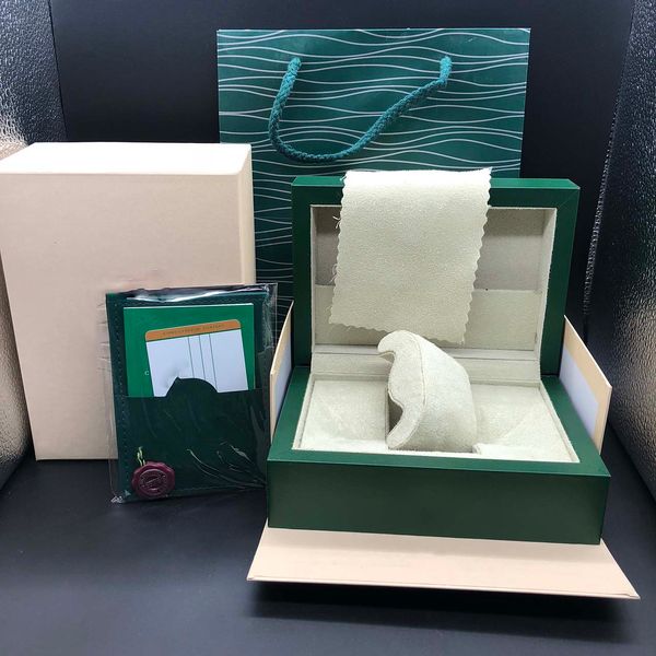 Поставщик фабрики Высококачественная зеленая коробка Документы Подарочные коробки для часов Кожаная сумка для карт для 116610 116660 116710 116613 116500 Коробки для часов