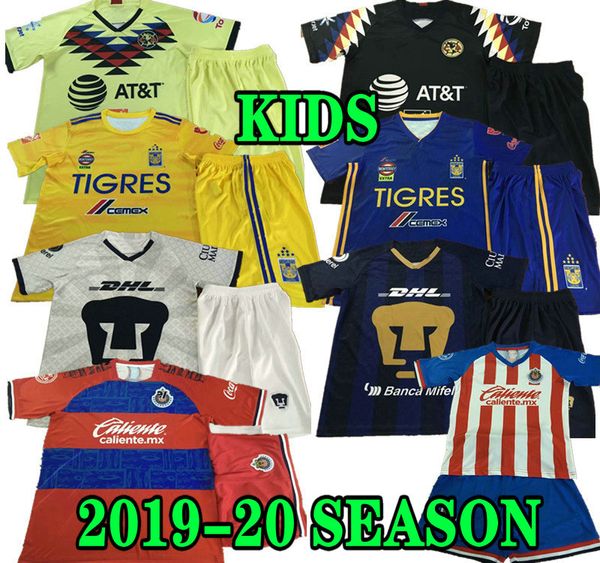 

gignac kids america 19 20 mexico club tigres uanl 7 stars home soccer jersey chivas guadalajara kits unam pumasl away child football shirt, Black;yellow