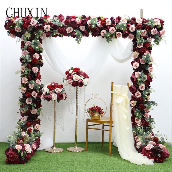 

50cm/100cm homemade deep red flower row wedding decoration road leading artificial rose diy home party event table flower decor