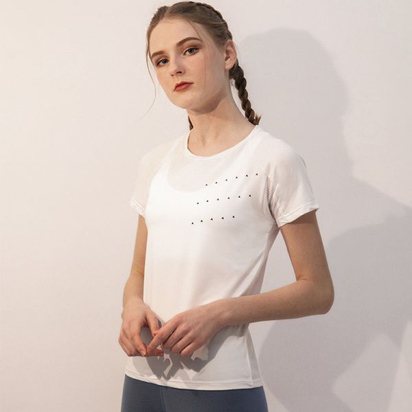 

yoga outfits shirt women's sports mesh gymwear fitness quick dry breathable run see through vest short active, White;red