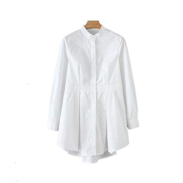 

women blouses women clothing women chic white long blouse long sleeve stand collar pleated shirt solid female casual blusas la465