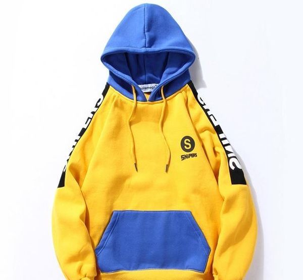 

hoodies men patchwork thick hooded pullover sweatshirt men big pocket high street fashion hip hop hoodie streetwear, Black
