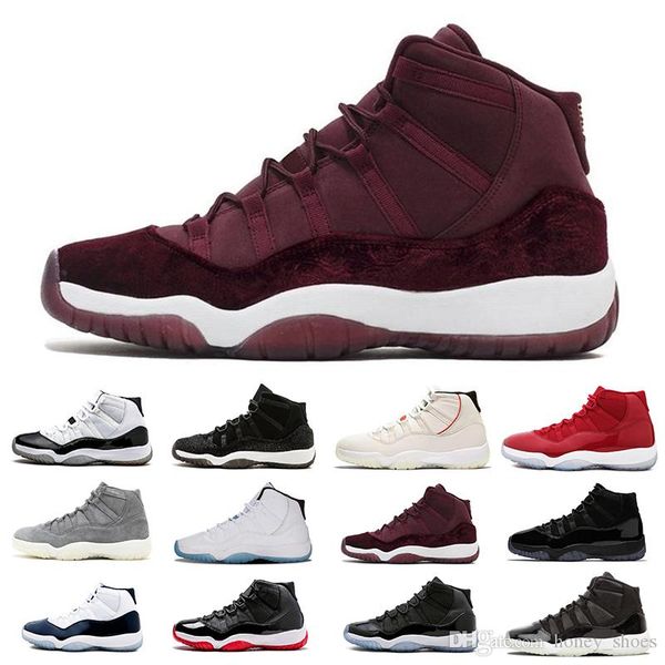 

in stock 11s mens basketball shoes concord 45 platinum tint prom night gym red 11 bred womens trainers sports sneaker size 5.5-13