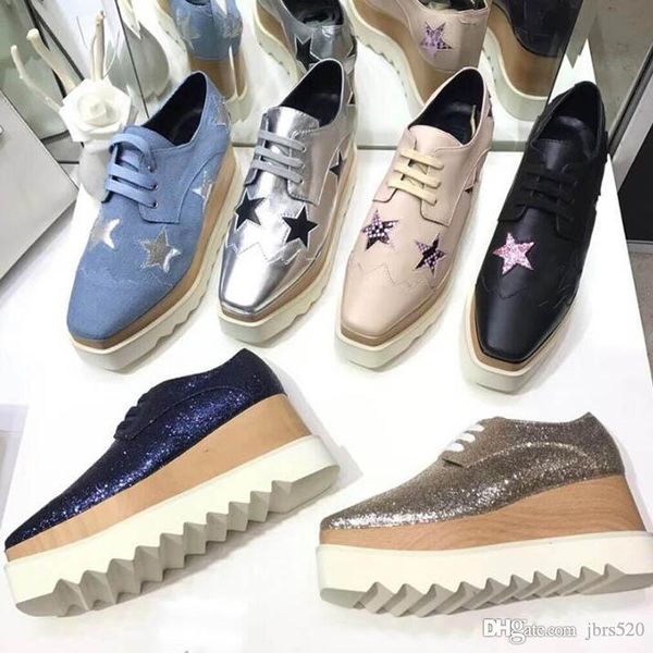 

luxury designer leather platform woman shoes bandage thick soled casual shoes stars soft cowhide square headed high heeled slope heel shoes, Black