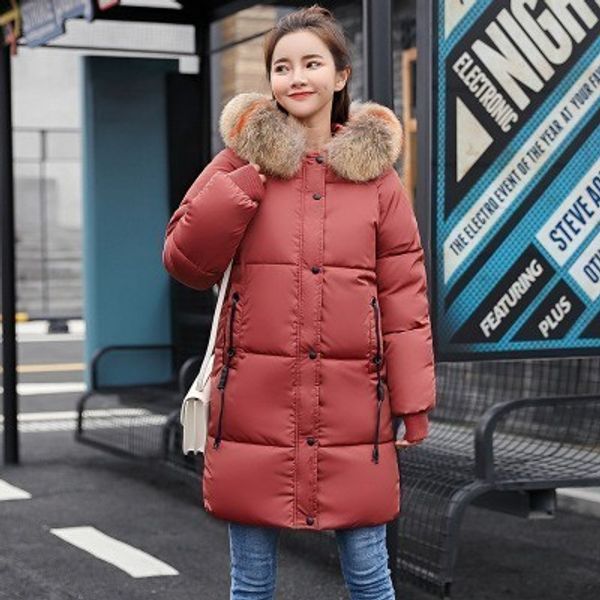 

new style 2018 winter jacket women hooded cotton padded jacket thick coat women fur collar parkas loose overcoat female 72401 s18101504, Black