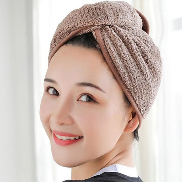 

new quick dry twist hair turban towel microfiber hair wrap bath towel cap hat magic microfiber fast drying dryer #20