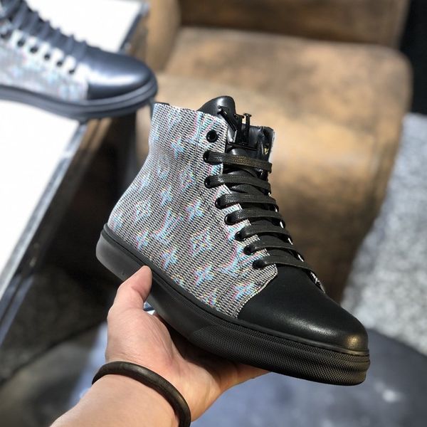 

2020 a1 new fashion trend high casual men's shoes, comfortable luxury men's shoes original box packaging zapatos hombre, Black