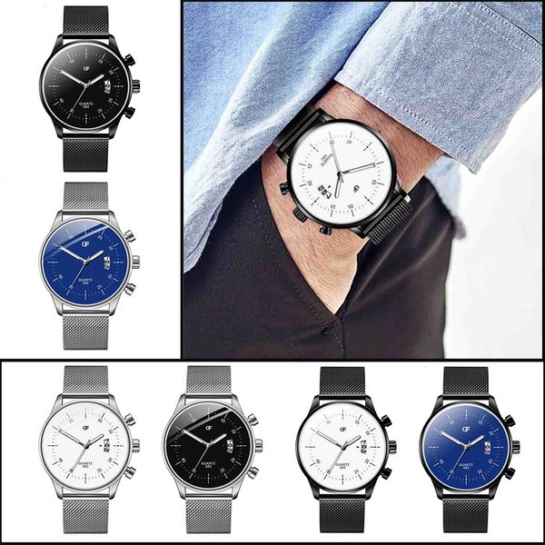 

high-end simple calendar men's watch quartz stainless steel watch wrist men watches relogio masculino montre homme, Slivery;brown