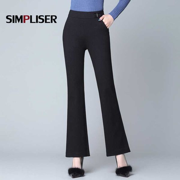

flared pants women high waist 2019 office work trousers ladies black trousers plus size 3xl femme pantalon workout pants women, Black;white