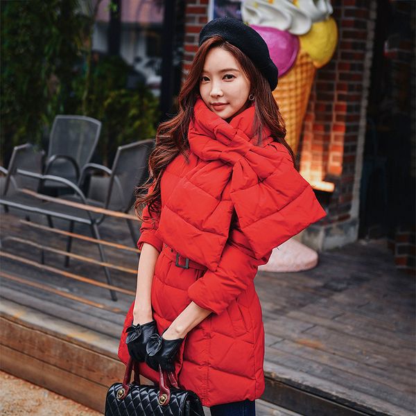 

dabuwawa down jacket winter women 2018 new thick warm red bib collar sashes down jacket women winter, Black
