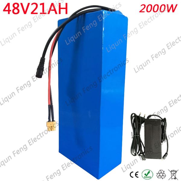 

1000w 2000w 48v 20ah electric bike battery 48v 20ah ebike battery 48v lithium battery pack with 50a bms+54.6v charger duty free