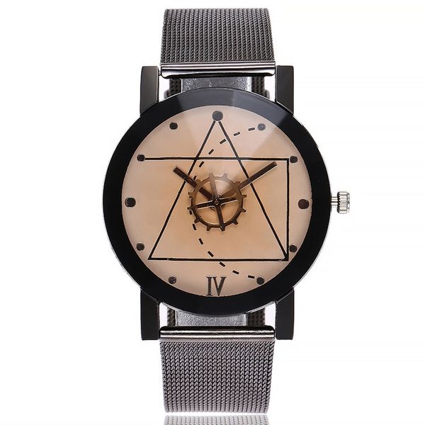 

new alloy wrist watch point line women quartz watch girls men rugged waterproof and dustproof fashionable for dropshipping, Slivery;brown