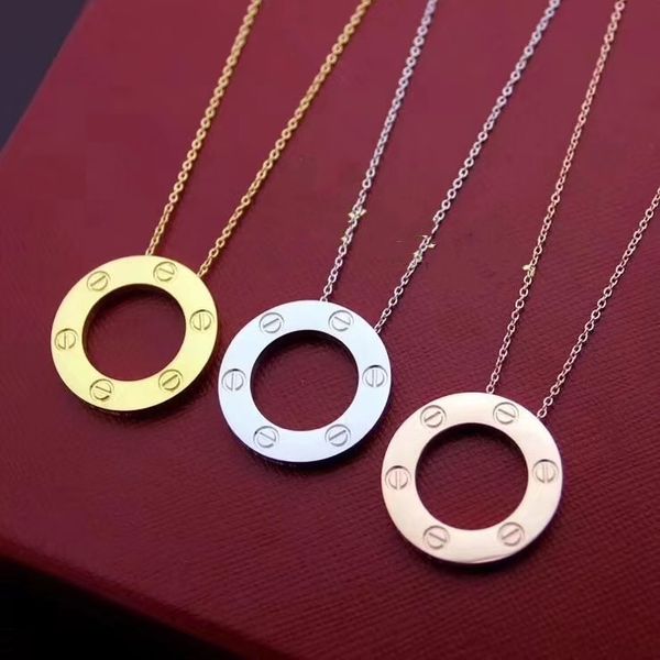 

дизайнер ювелирных изделия любовь кольцо ожерелье покрыло золото 18k screw ожерелье с розовым золотом платиновых мод женщина любови подарок, Silver